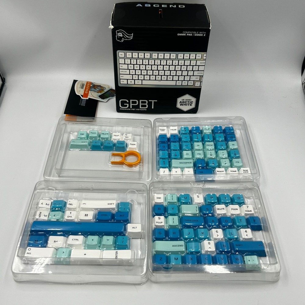 Glorious GPBT Premium PBT Keycaps Arctic White Blue Gradient 114 Keys US ANSI